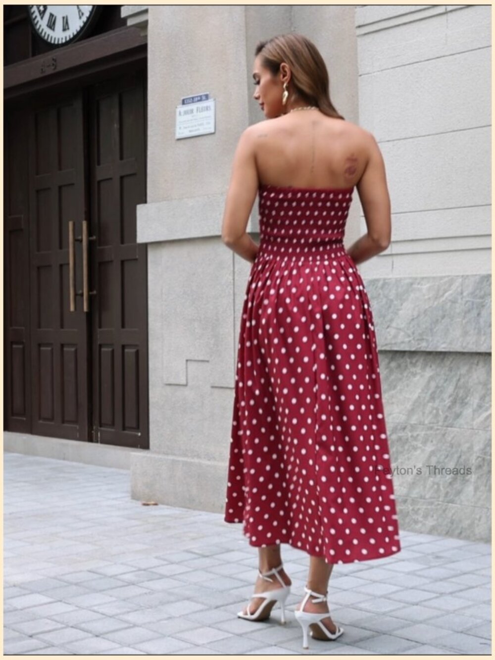 Strapless Smocked Tube Top Maxi Dress with Pockets Flowy Summer - Picture 7 of 7